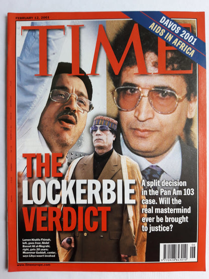 Time magazine The Lockerbie verdict Lamen Khalifa Fhimah Abdel Basset Ali al-Megrahi Muammar Gaddafi Pan Am 103 Davos 2001 AIDS in Africa 12.02.2001 February 2001