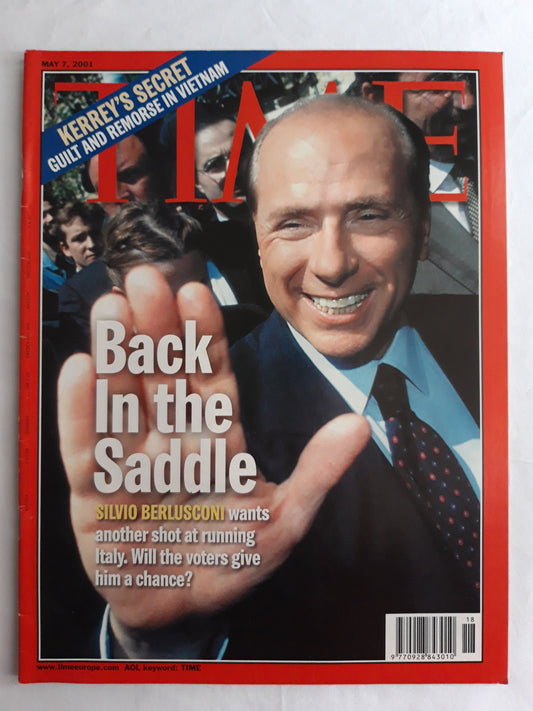 Time magazine Back In the Saddle Silvio Berlusconi Running Italy Kerrey`s secret Vietnam 07.05.2001 May Mai 2001
