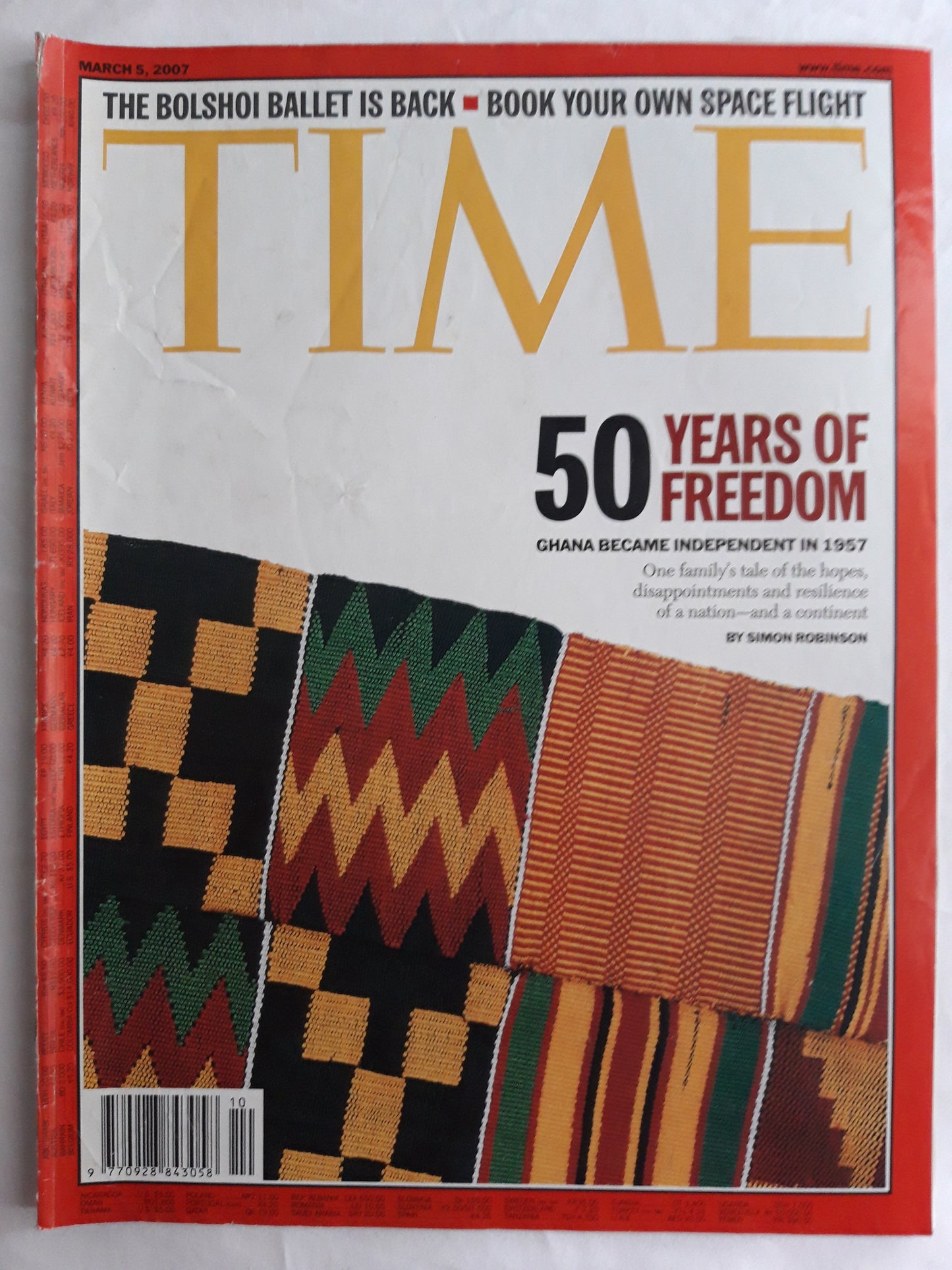 Time magazine 50 years of freedom Chana bacame independent in 1957 The Bolshoi Ballet is back Book your space flight 05.03.2007 March März 2007