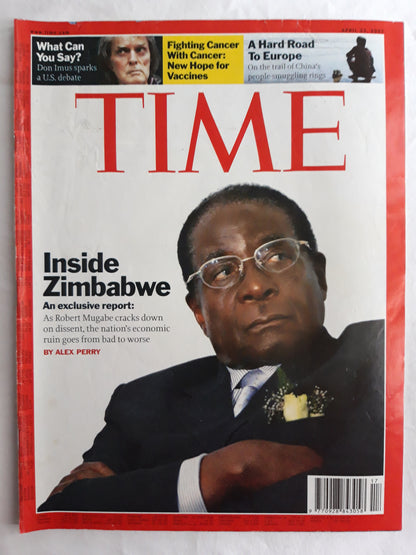 Time magazine Inside Zimbabwe Robert Mugabe Cancer New Hope for vaccines China 23.04.2007