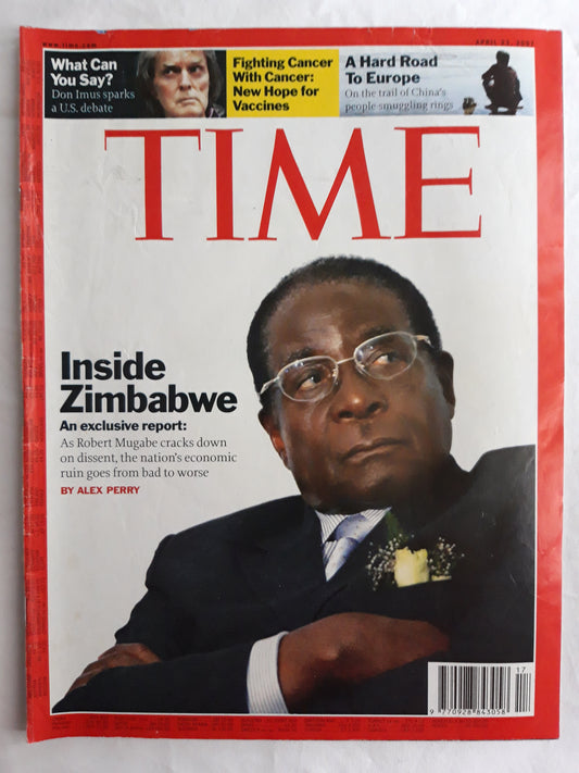 Time magazine Inside Zimbabwe Robert Mugabe Cancer New Hope for vaccines China 23.04.2007