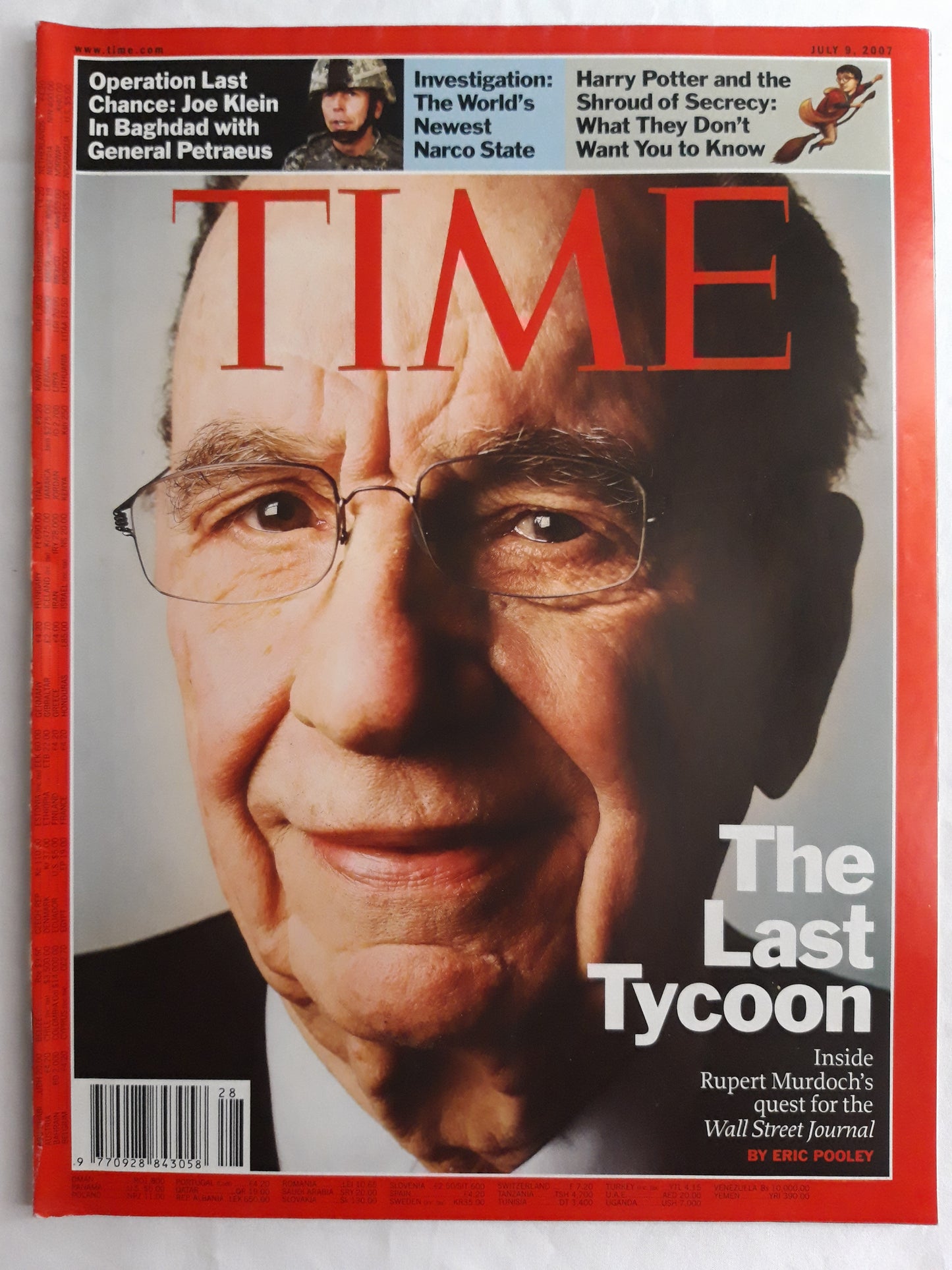 Time magazine The Last Tycoon Rupert Murdoch Wall Street Journal Joe Klein Baghdad The World`s Newest Narco State Harry Potter and the Shroud of Secrecy 09.07.2007 July Juli 2007