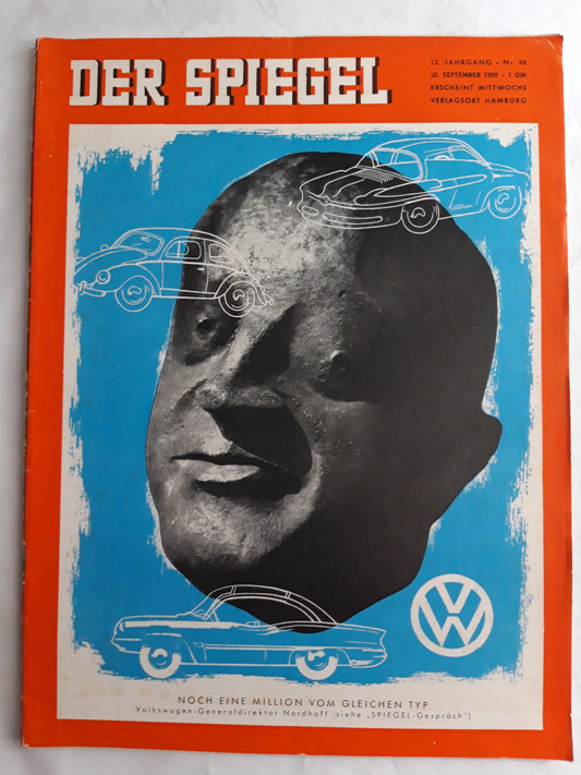Der Spiegel Noch eine Million vom gleichen Typ Volkswagen-Generaldirektor Nordhoff 13. Jahrgang Nr. 40 30.09.1959 September 1959