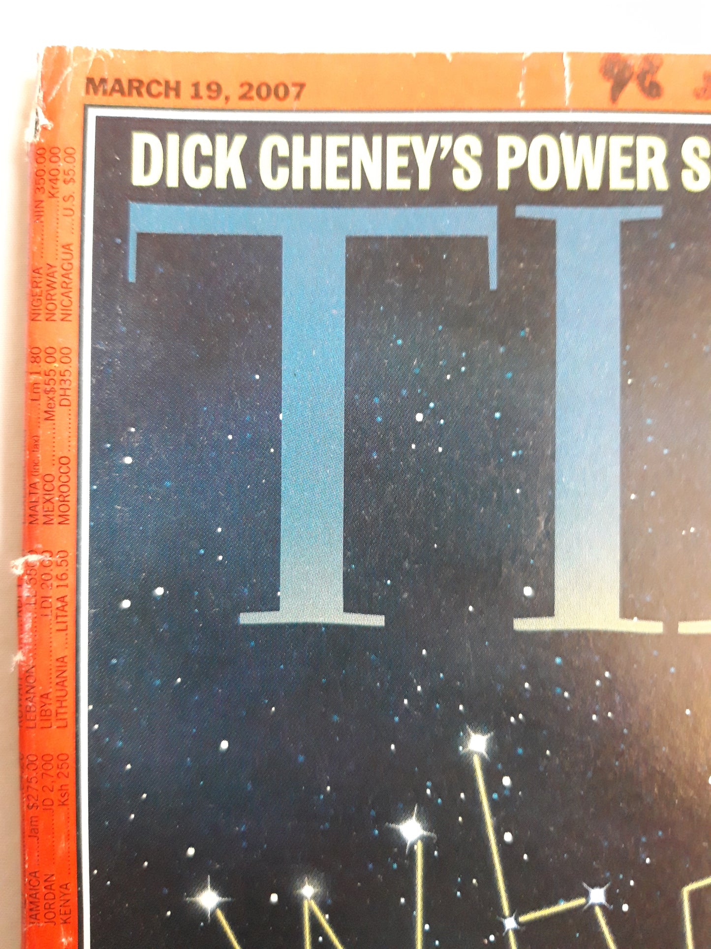 Time magazine Dick Cheney´s Power Slip Away Poles in their prime Looking for water on Mars 19.03.2007 März March 2007