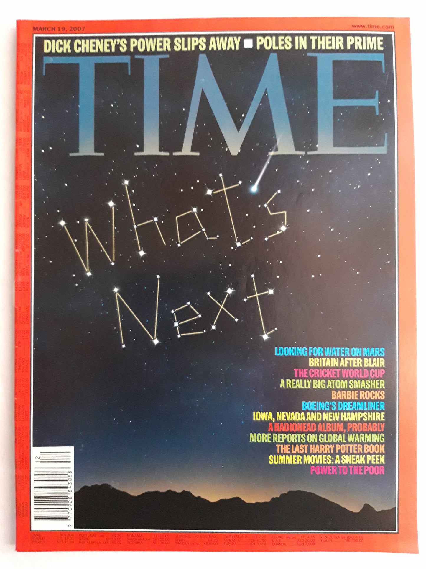 Time magazine Dick Cheney´s Power Slip Away Poles in their prime Looking for water on Mars 19.03.2007 März March 2007