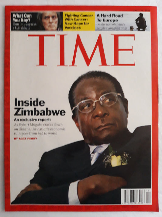 Time magazine Inside Zimbabwe Robert Mugabe Cancer New Hope for vaccines China 23.04.2007