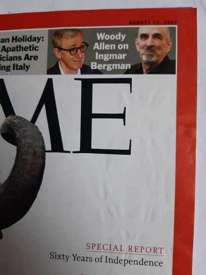 Time magazine India Charges Ahead Special report Syxty Years of Independence dreams of 1947 Elephant Gaza Roman Holiday Woody Allen Ingmar Bergman 13.08.2007 August 2007