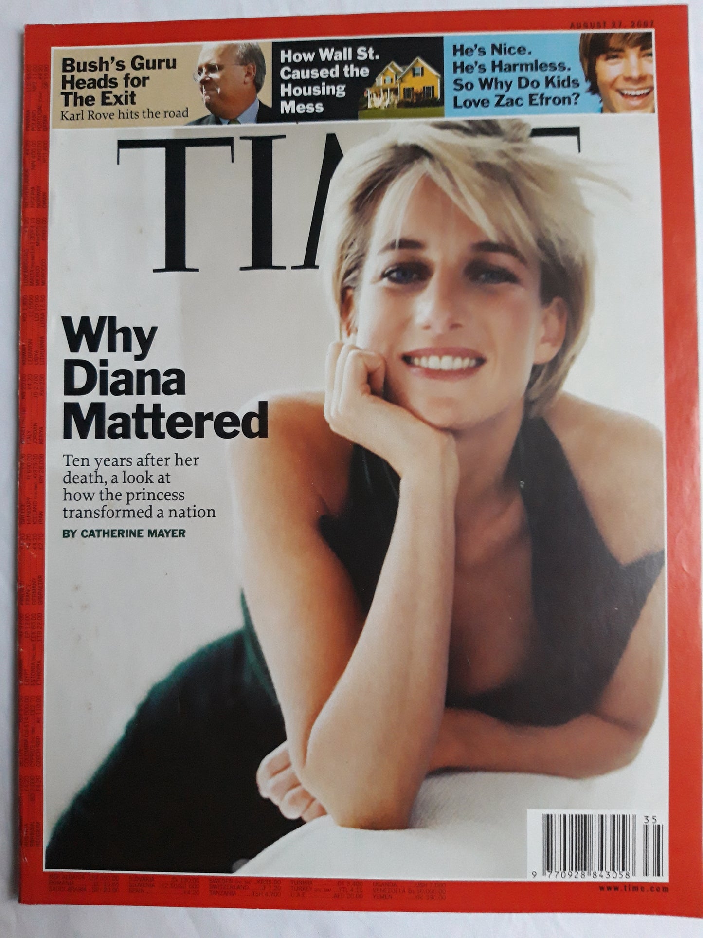 Time magazine Why Princess Diana Mattered Bush`s Guru  Karl Rove Wall St. Zac Efron 27.08.2007 27. August 2007