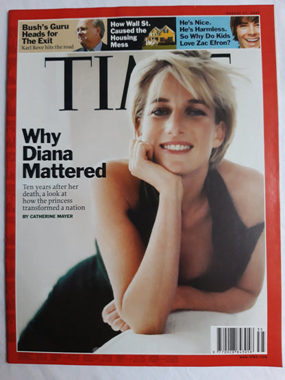 Time magazine Why Princess Diana Mattered Bush`s Guru  Karl Rove Wall St. Zac Efron 27.08.2007 27. August 2007