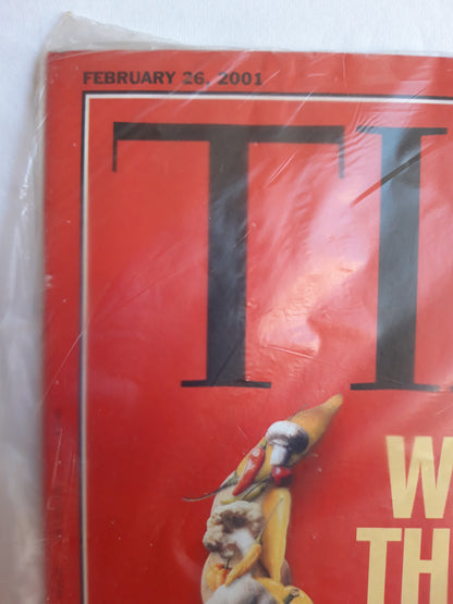 Time magazine Where`s the beef? How fears of "mad cow" disease are changing the way Europeans eat Arafat`s challenge Clinton`s exit scandal Original packaging OVP Original verpackt 26.02.2001 February 2001