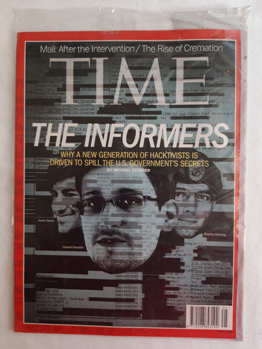 Time magazine The Informers Why a new generations of hacktivists is driven to spill the U.S. government`s secrets Mali: After the Intervention The Rise of Cremation Original packaging OVP Original verpackt 24.06.2013 Juni 2013