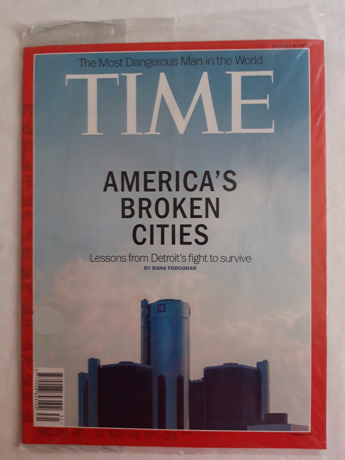 Time magazine America`s broken cities Lessons from Detroit`s fight to survive The most dangerous Man in the World Original packaging OVP Original verpackt 05.08.2013 August 2013