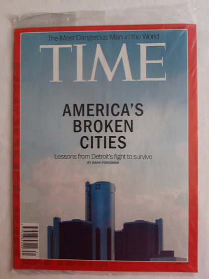 Time magazine America`s broken cities Lessons from Detroit`s fight to survive The most dangerous Man in the World Original packaging OVP Original verpackt 05.08.2013 August 2013