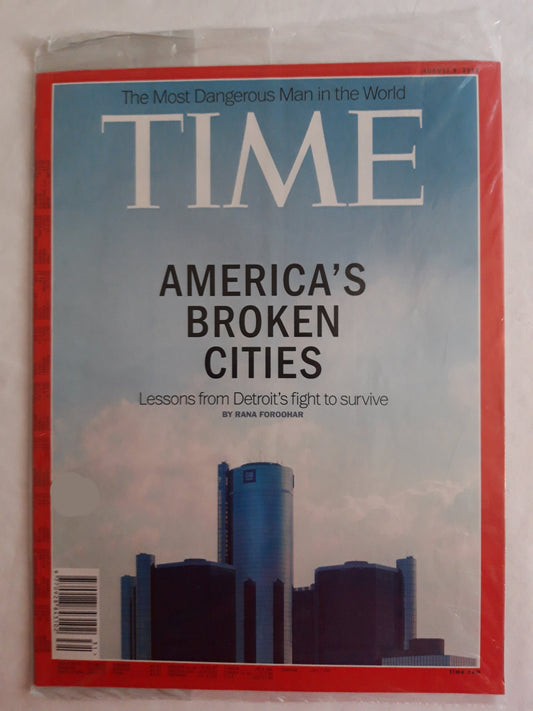 Time magazine America`s broken cities Lessons from Detroit`s fight to survive The most dangerous Man in the World Original packaging OVP Original verpackt 05.08.2013 August 2013