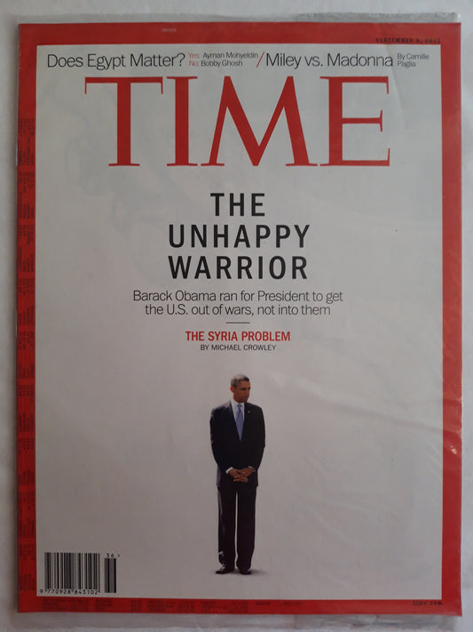 Time magazine The unhappy warrior Barack Obama President U.S. The Syria Problem Does Egypt Matter? Miley vs. Madonna Original packaging OVP Original verpackt 09.09.2013 September 2013