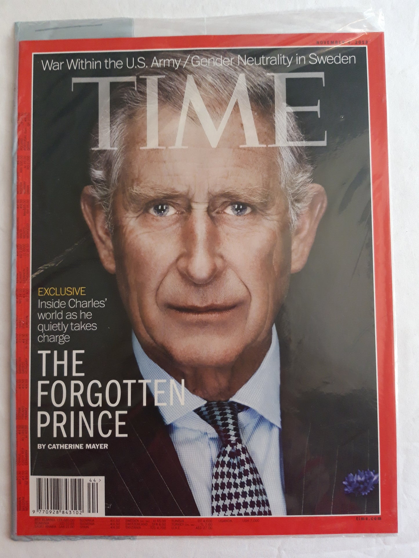 Time magazine Charles The Forgotten Prince U.S. Gender Neutrality in Sweden Original packaging OVP Original verpackt 04.11.2013 November 2013