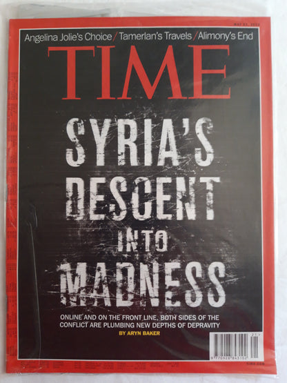 Time magazine Syria`s descent into madness Angelina Jolie`s Choice Tamerlan`s Travel Alimony`s End Original packaging OVP Original verpackt 27.05.2013 May Mai 2013