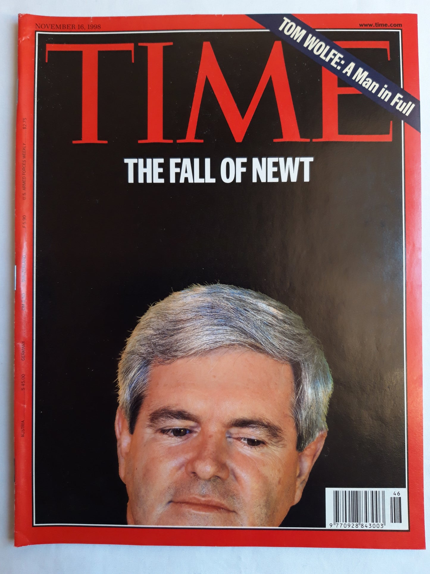 Time magazine The Fall of Newt Tom Wolfe: A Man in Full 16.11.1998 16. November 1998