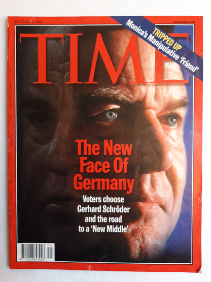 Time magazine The New Face Of Germany Gerhard Schröder New Middle Monica`s Manipulative Friend 05.10.1998 5. Oktober October 1998