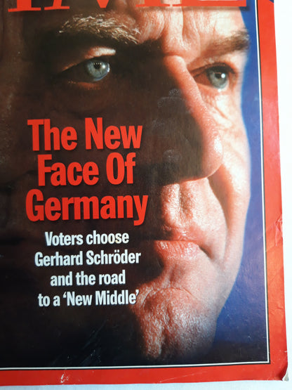 Time magazine The New Face Of Germany Gerhard Schröder New Middle Monica`s Manipulative Friend 05.10.1998 5. Oktober October 1998