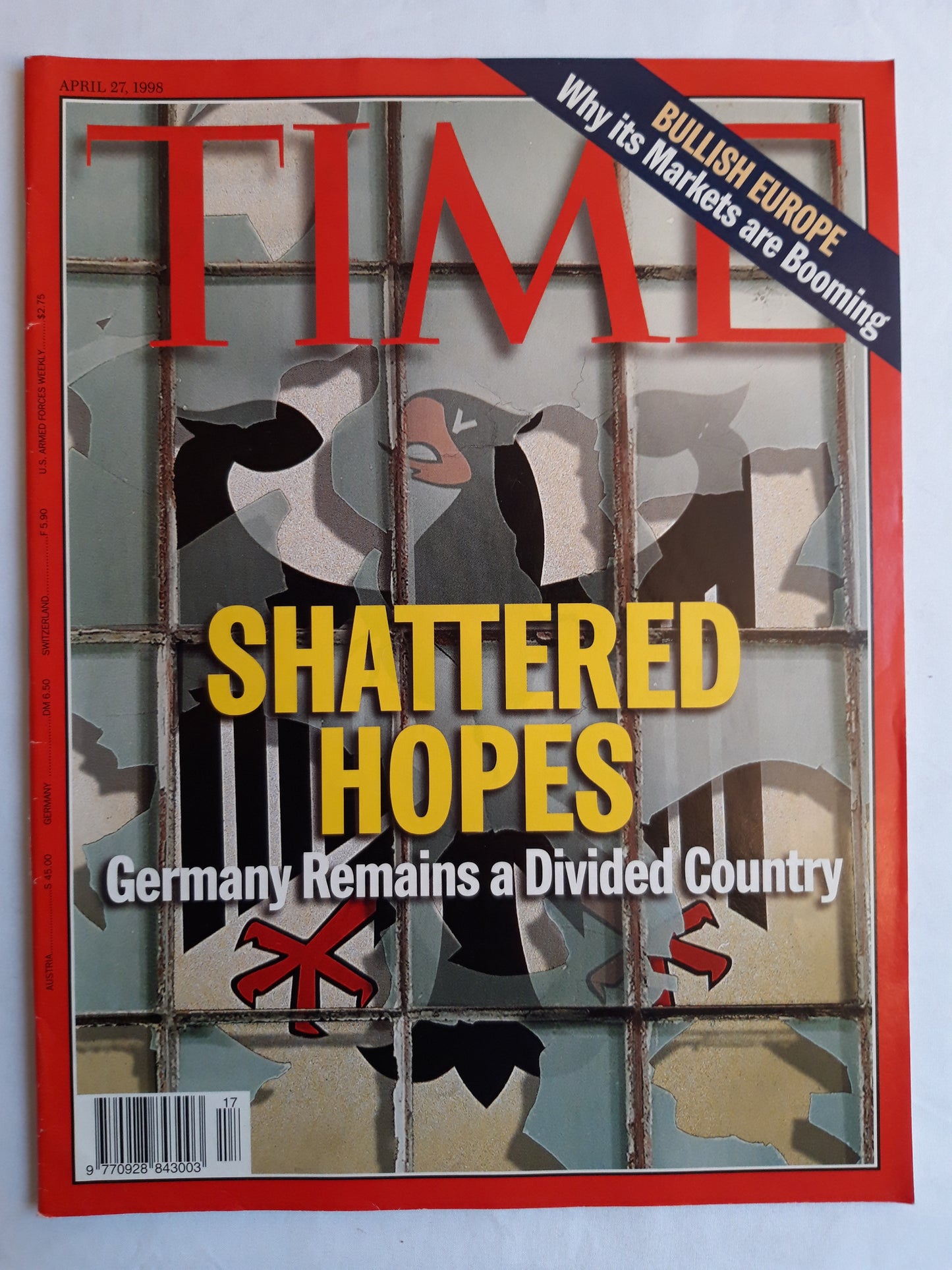 Time magazine Shattered Hopes Germany Remains a Devided Country Bullish Europe Why its Markets are Booming 27.04.1998 April 1998
