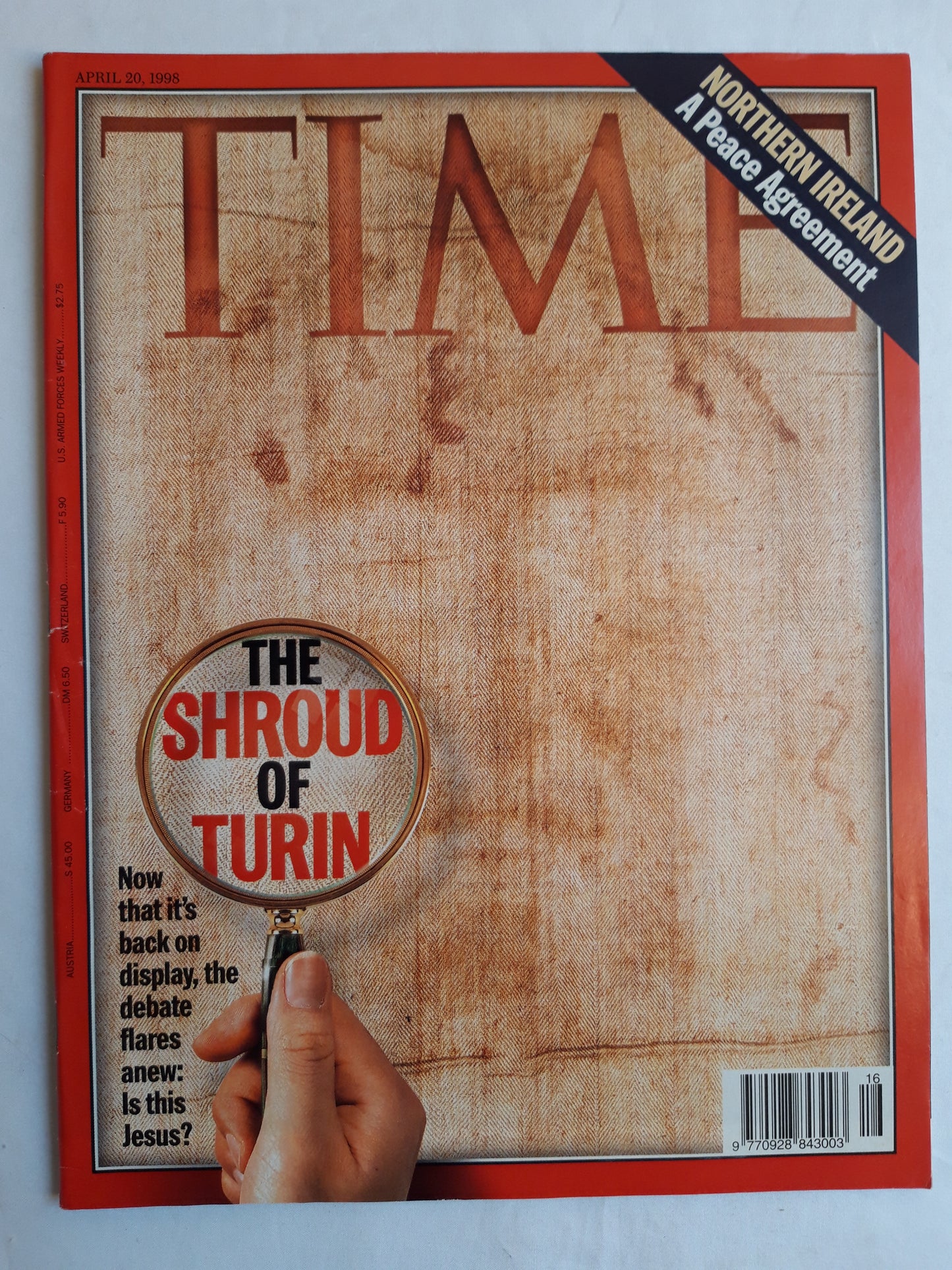 Time magazine The shroud of turin Is this Jesus? Northern Ireland A Peace Agreement 20.04.1998 20. April 1998