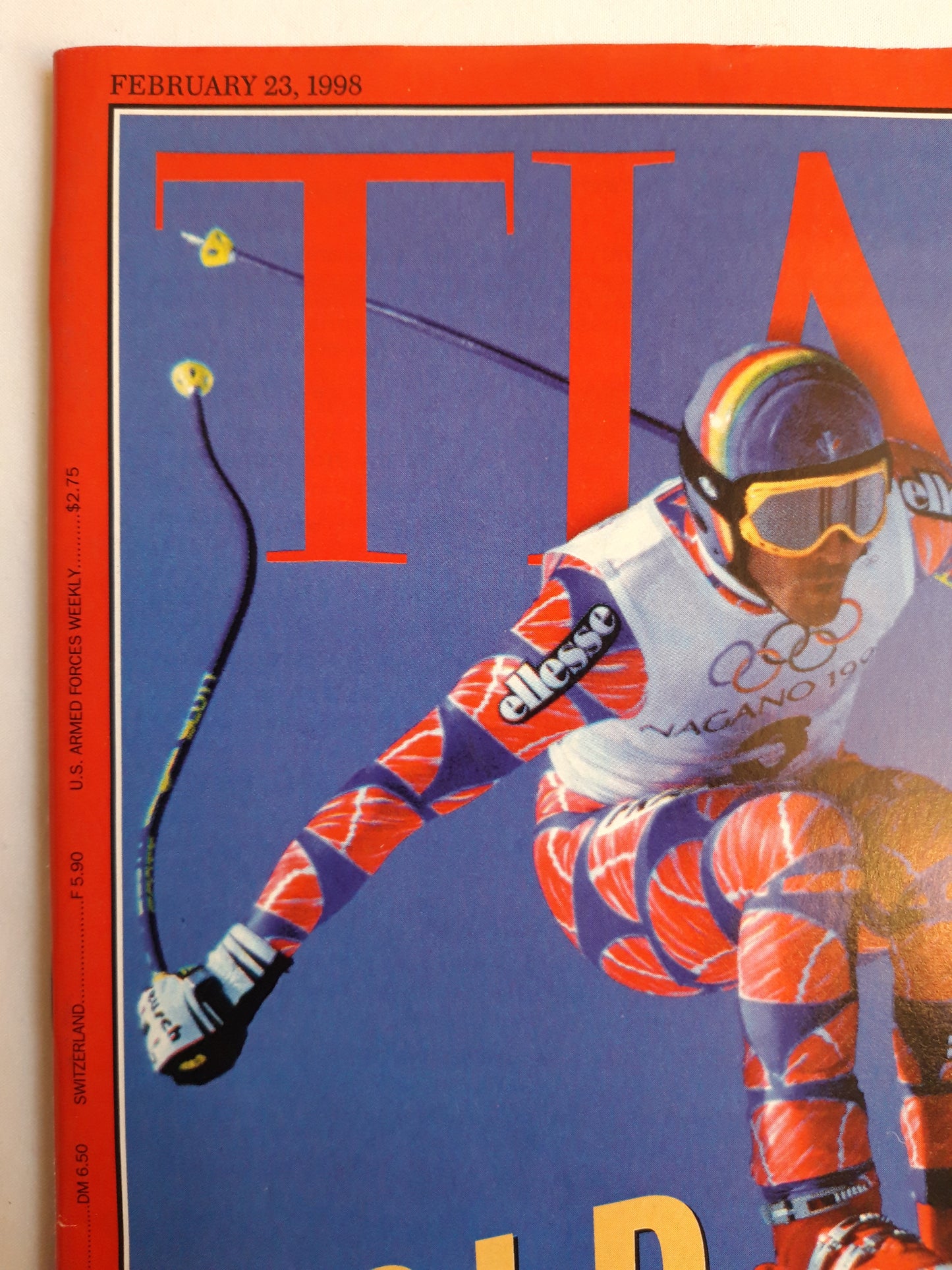 Time magazine Gold Rush France`s Jean-Luc Cretier wins the downhill in Nagano Iraq on the Brink 23.02.1998 23. February 1998
