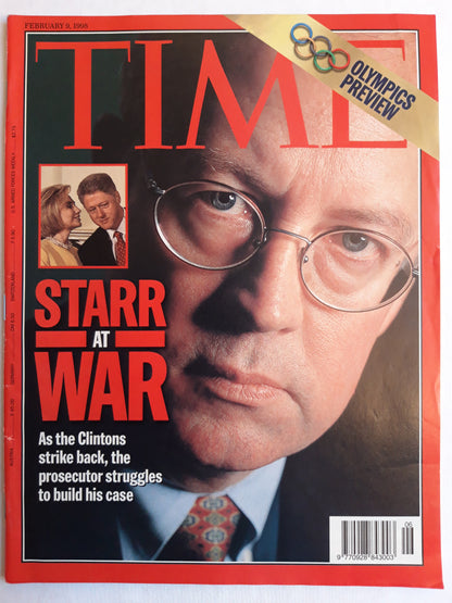 Time magazine Starr at war Hilary Bill Clintons Olympics preview 09.02.1998 09. February 1998