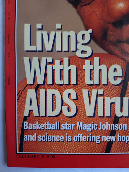 Time magazine Living with the AIDS Virus Basketball star Magic Johnson NATO`s not enough Chemical weapons meltdown 12.02.1996 12. 12th February 1996
