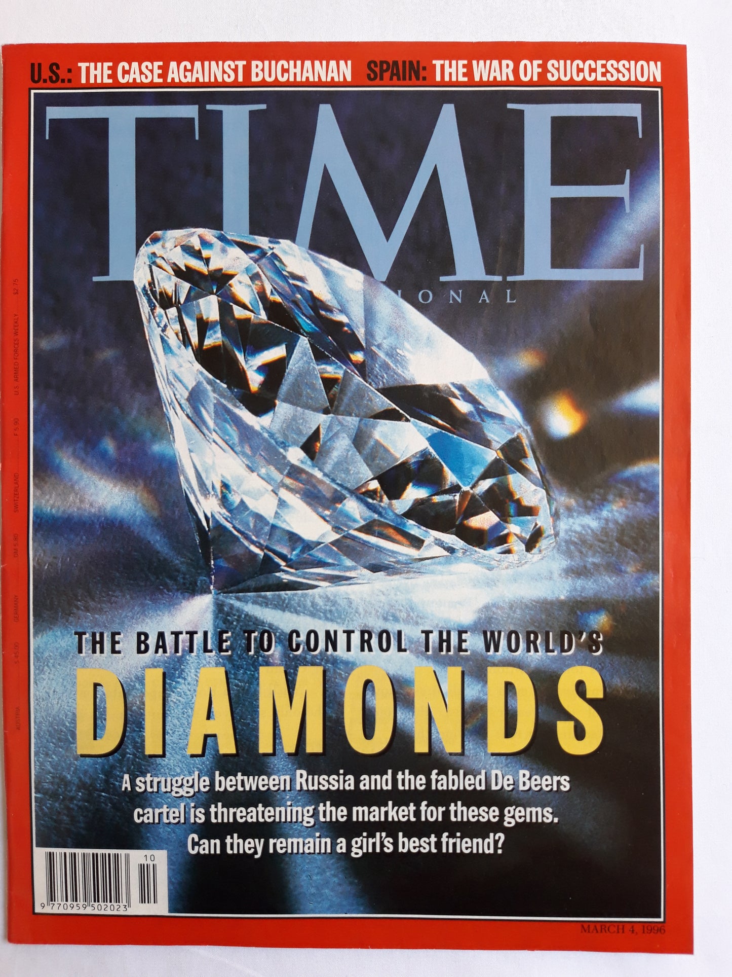 Time magazine The battle to control the world`s Diamonds Russia De Beers Buchanan 04.03.1996 04. März 04th March 1996