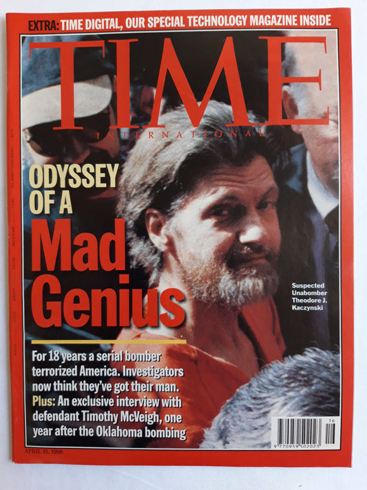 Time magazine Odyssey of a Mad Genius Suspected Unabomber Theodore J. Kaczynski Timothy McVeigh 15.04.1996 15. 15th April 1996