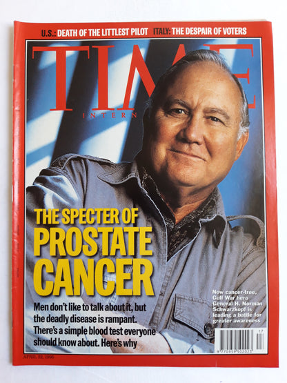 Time magazine The specter of prostatite cancer  Gulf war hero General H. Norman Schwarzkopf 22.04.1996 22. 22nd April 1996