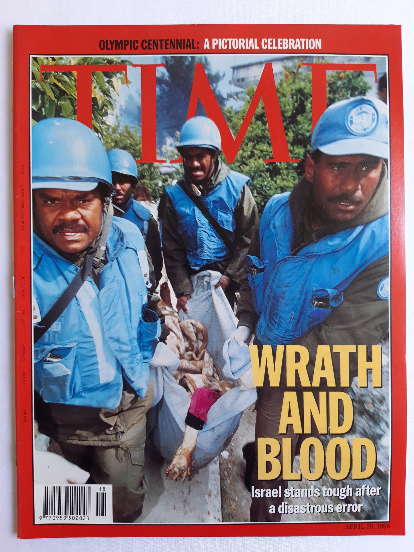 Time magazine Wrath and blood Israel Olympic 29.04.1996 29. 29th April 1996