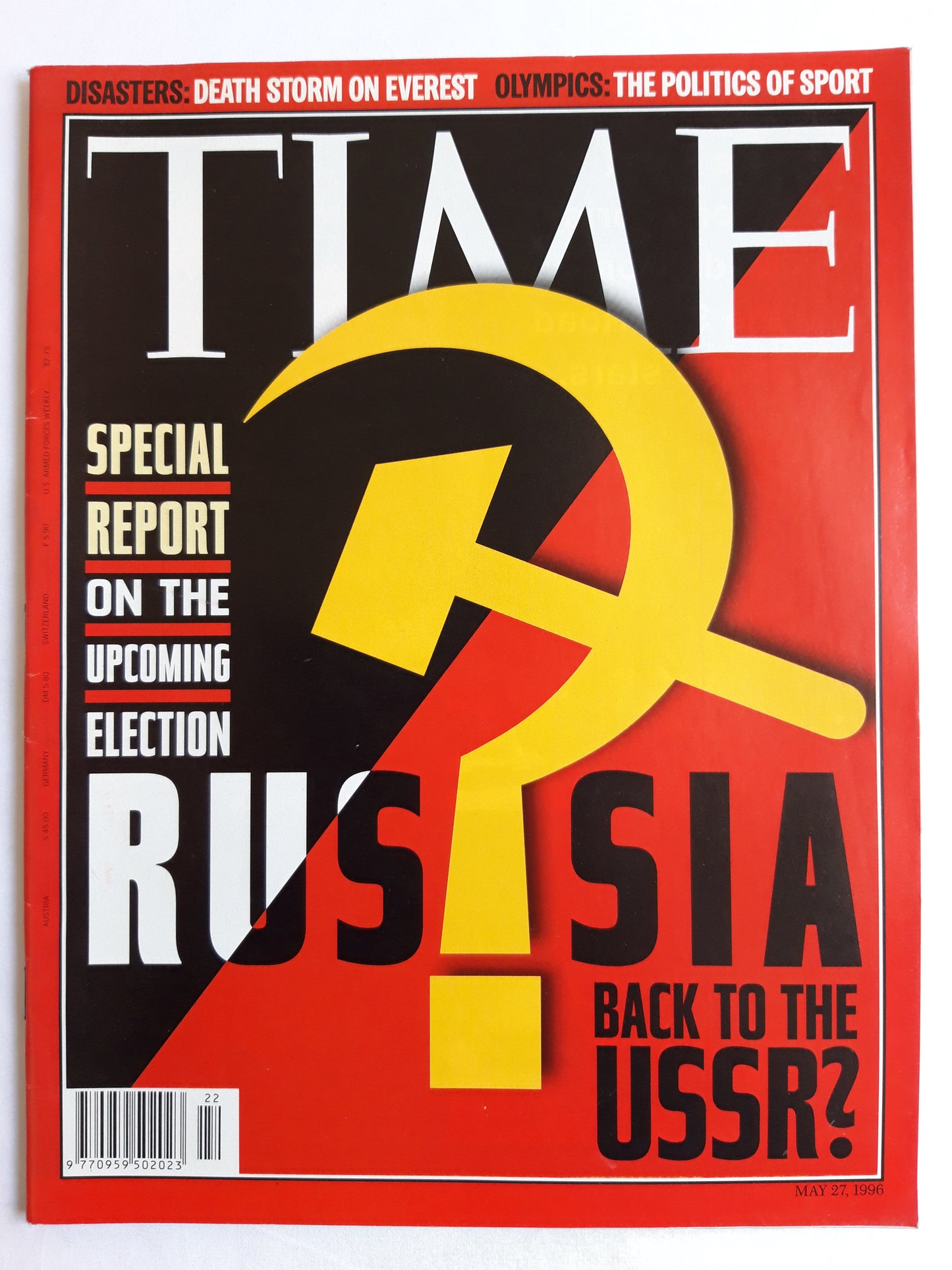 Time magazine Russia back to the USSR? Everest Olympics 27.05.1996 27. 27th May Mai 1996
