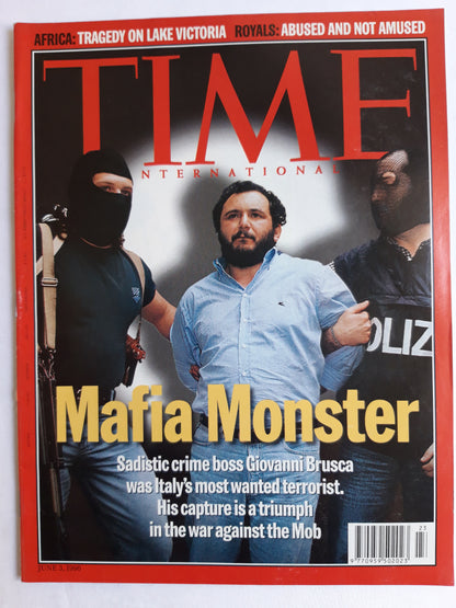 Time magazine Mafia Monster crime boss Giovanni Brusca Italy`s most wanted terrorist the Mob Tragedy on lake Victoria Royals: Abused and not amused 03.06.1996 03. 03rd June Juni 1996