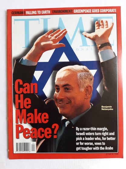 Time magazine Can He Make Peace? Benjamin Netanyahu Israel 10.06.1996 10. 10th Juni June 1996