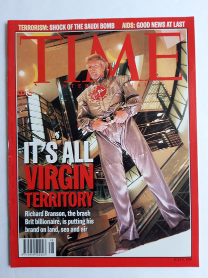 Time magazine It`s all Virgin Territory Richard Branson 08.07.1996 08.08th July 1996