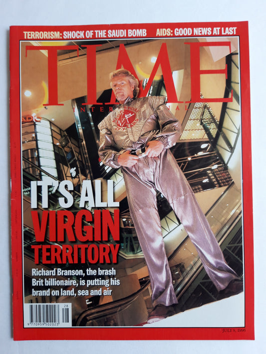 Time magazine It`s all Virgin Territory Richard Branson 08.07.1996 08.08th July 1996