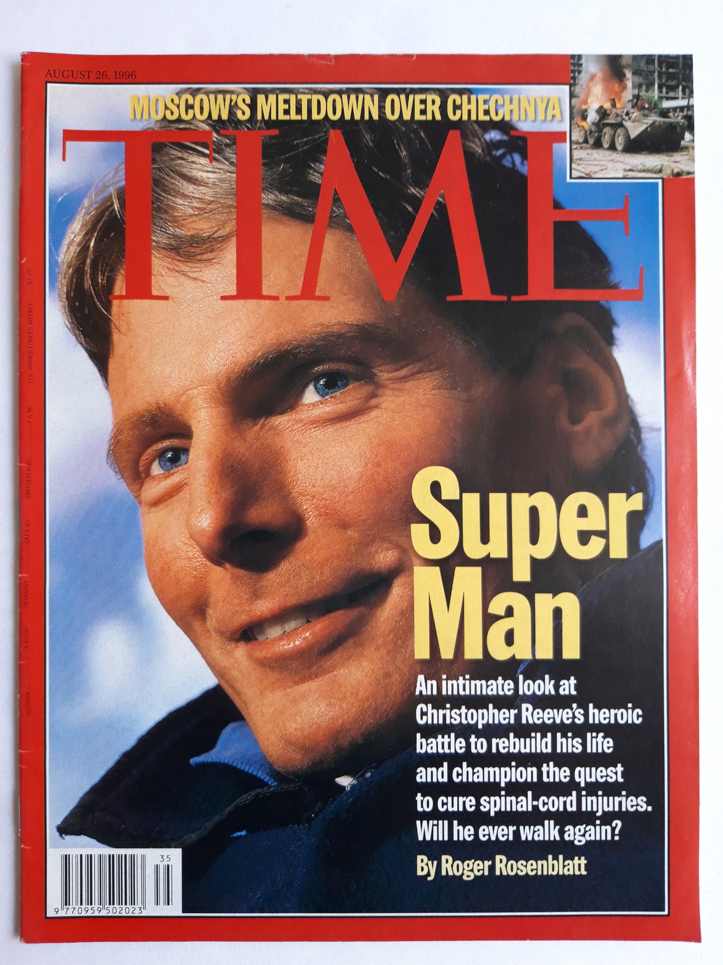Time magazine Super Man Christopher Reeve Moscow´s Meltdown over Chechnya 26.08.1996 26. 26th August 1996