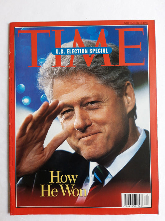 Time magazine U.S. Election Special How He Won Bill Clinton 18.11.1996 18. 18th November 1996