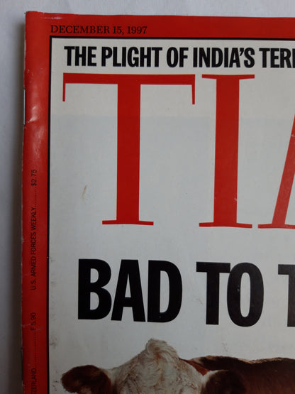Time magazine Bad to the bone Britain`s Mad Cow Crisis: How Much is Fact and How Much is Fear? The Plight of India`s terrorized untouchables 15.12.1997 15th 15. December Dezember 1997