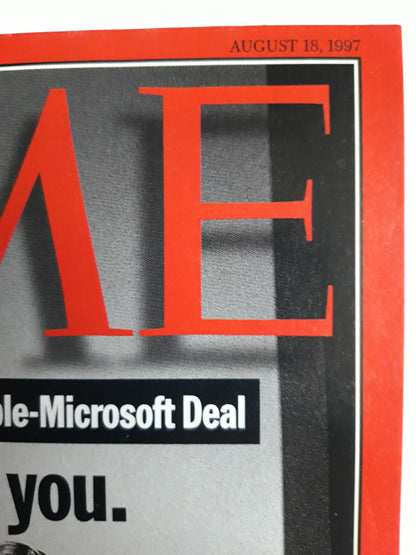 Time magazine Inside the Apple-Microsoft Deal Bill, thank you. The world`s a better place. Steve Jobs talking to Bill Gates by cell phone last week about saving Apple 18.08.1997 18th 18. August 1997