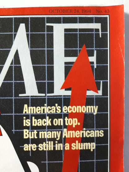 Time magazine Boom for whom? America`s economy is back on top. But many Americas are still in a slump Saddam Hussein: restless and reckless No. 43 24.10.1994 24th 24. October 1994