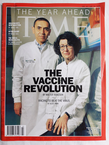 Time magazine The Vaccine Revolution Racing to beat the virus BioNTech Dr. Ugur Sahin Dr. Ozlem Tureci After Trump 18./25.01.2021 January 2021