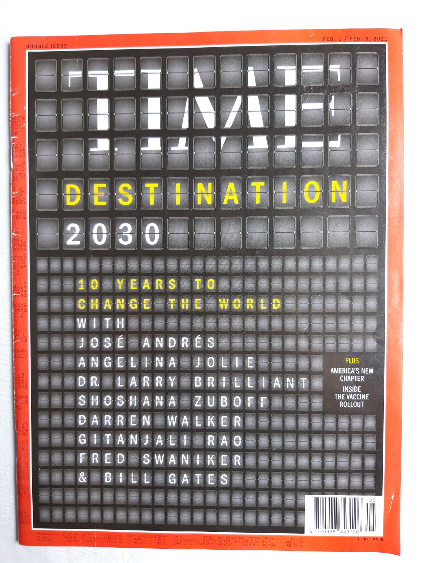 Time magazine Destination 2030 10 years to change the world Angelina Jolie Bill Gates Inside Vaccine Rollout original package OP OVP Originalverpackung 01./08.02.2021 January/February 2021
