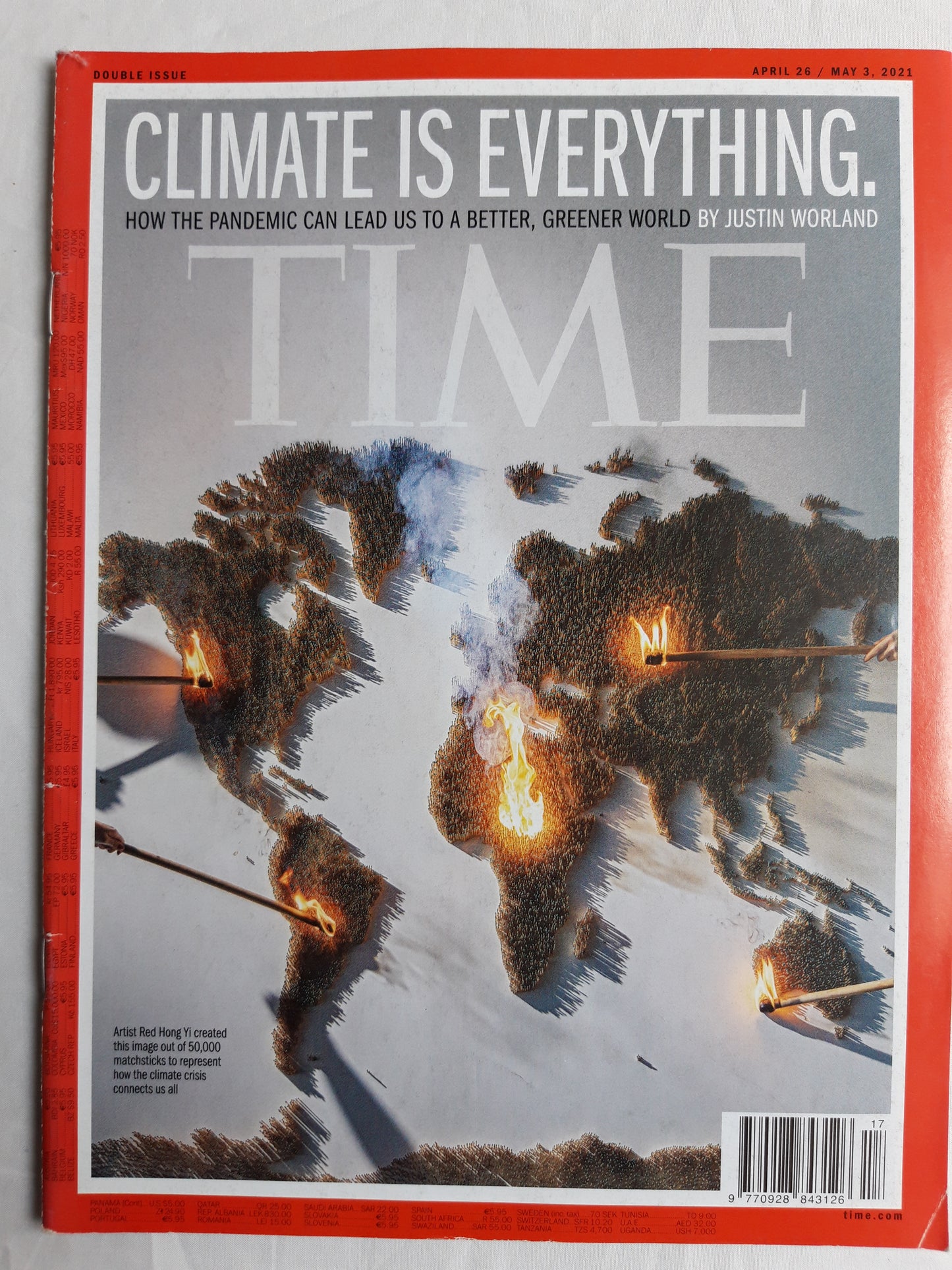 Time magazine Climate is everything How the pandemic can lead us to a better, greener world Artist Red Hong Yi Climate crisis 26.04./03.05.2021 26th April/3rd May 2021