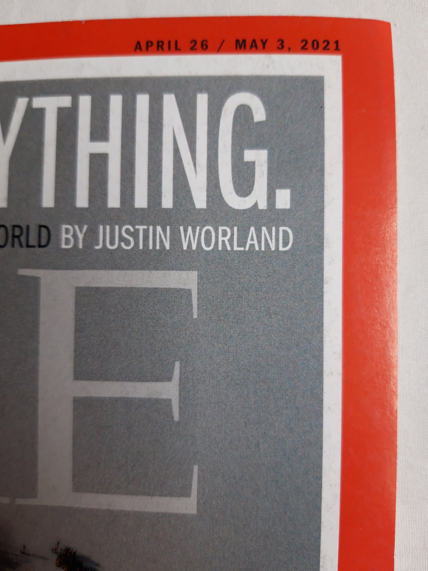 Time magazine Climate is everything How the pandemic can lead us to a better, greener world Artist Red Hong Yi Climate crisis 26.04./03.05.2021 26th April/3rd May 2021
