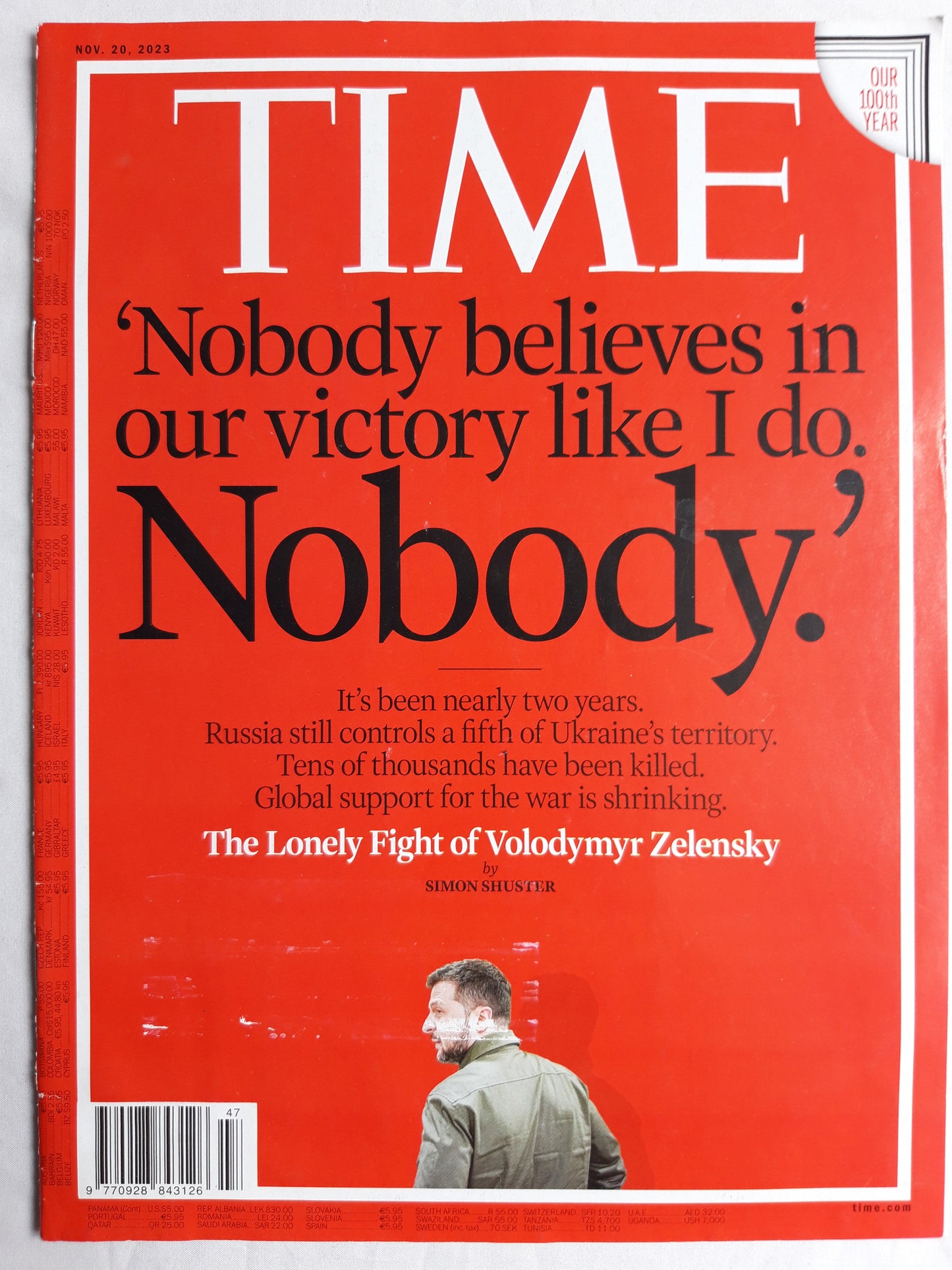 Time magazine Nobody believes in our victory like I do. Volodimir Zelensky Ukraine 20.11.2023 20.November 2023