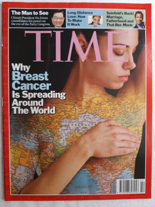 Time magazine Why Breast Cancer is spreading around the world China`s President Hu Jintao Long-Distance Love: How to make it work Jerry Seinfeld Bee Movie Christina Fernandez 15.10.2007 15th 15. October Oktober 2007
