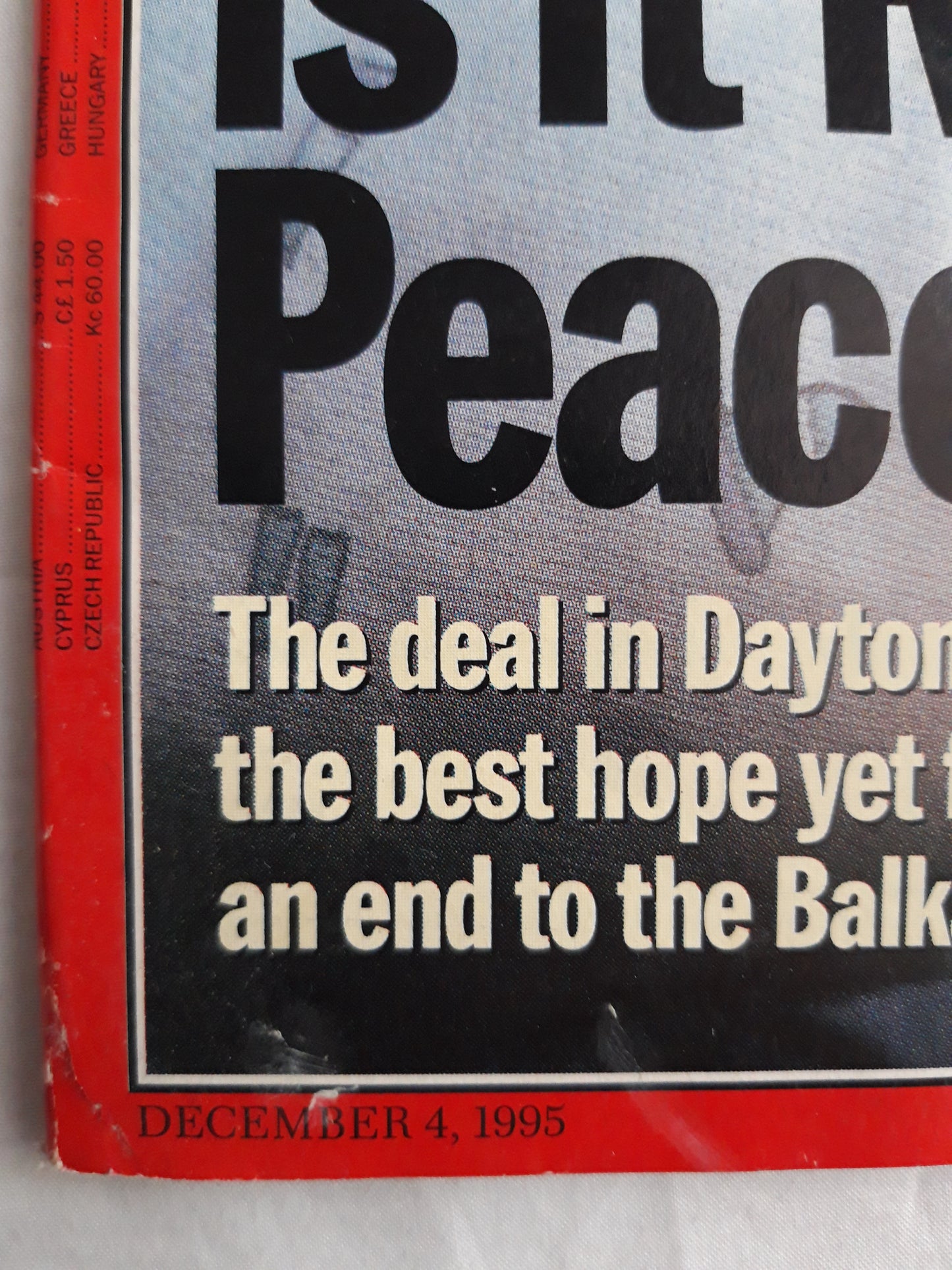 Time magazine Is It Really Peace? Dayton Balkan war Can France Weather the Storm? 04.12.1995 4th December 4. Dezember 1995